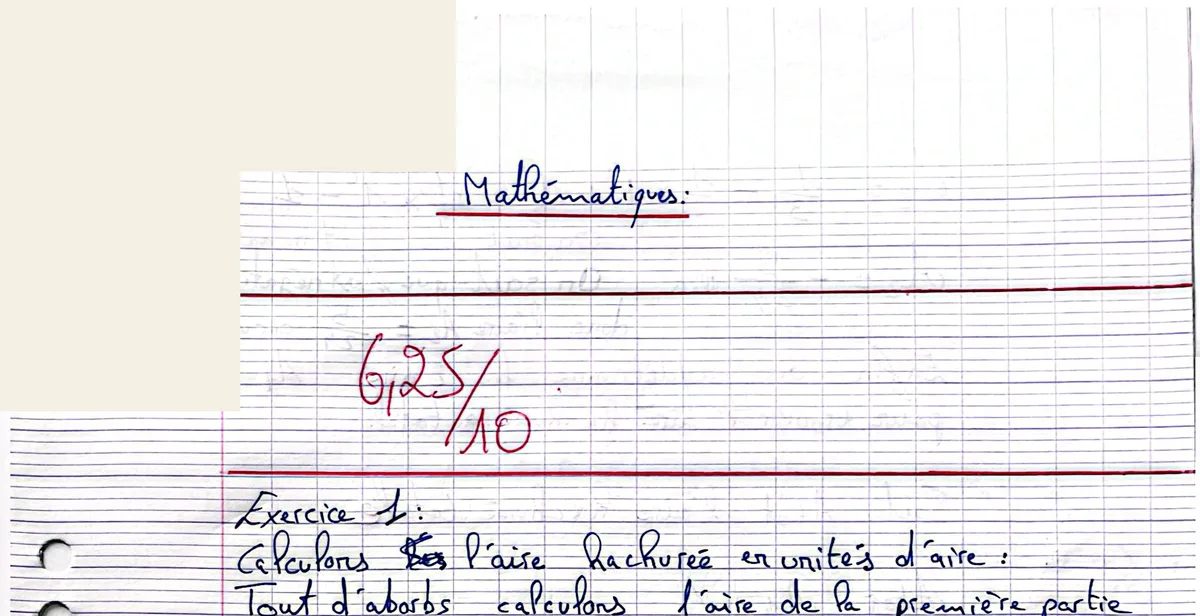 Copie corrigée, commentaire du professeur
