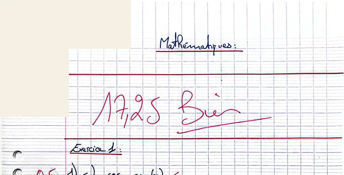 Copie corrigée, commentaire du professeur