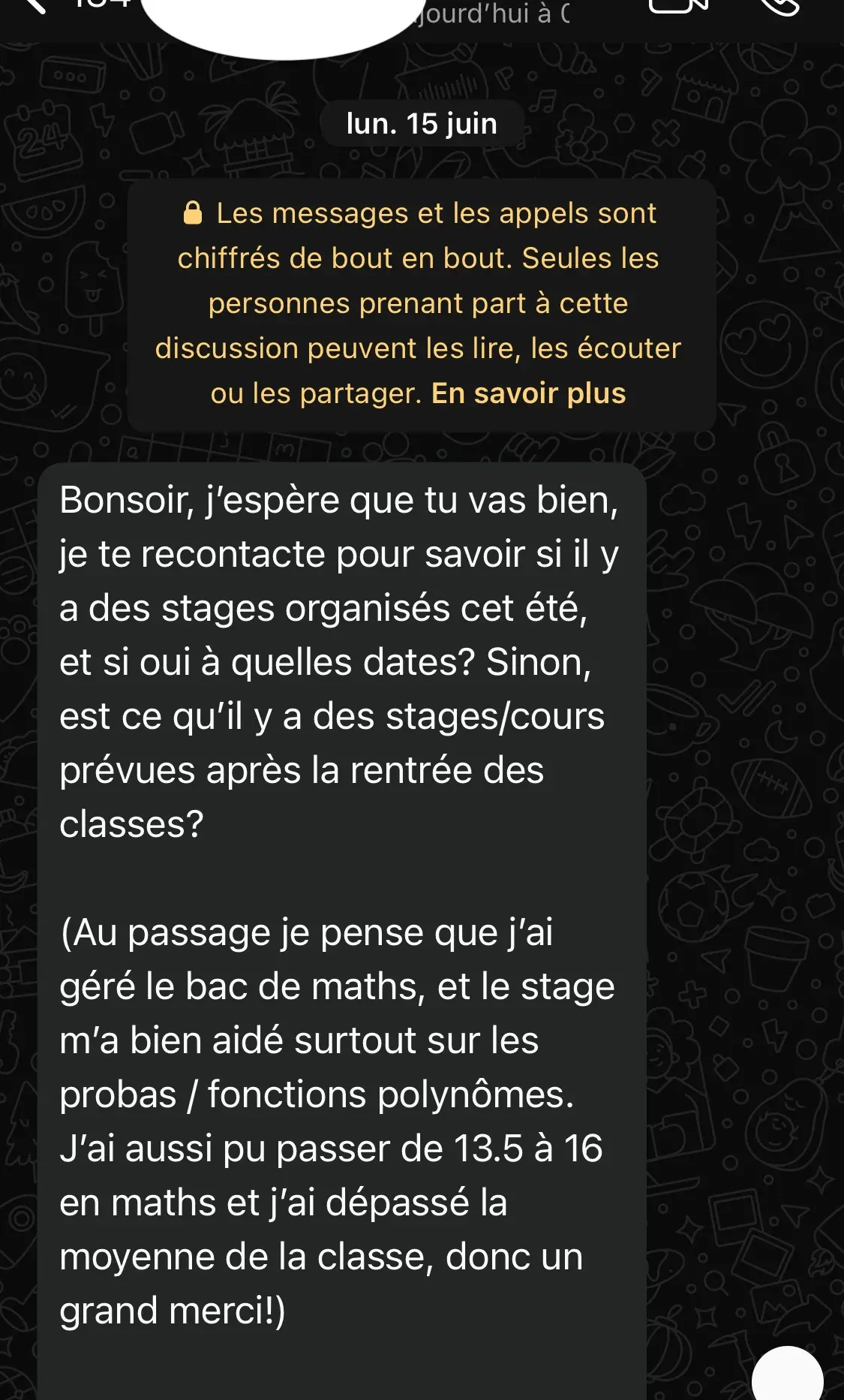 Message d'un élève
