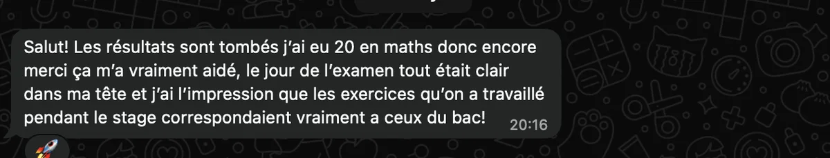 Message d'un élève